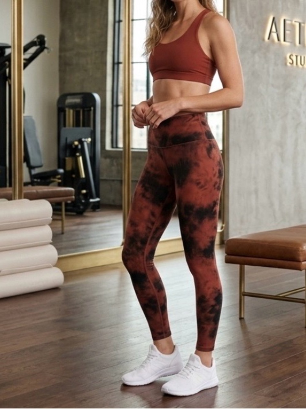 ATHLETA RED BLACK ELATION ICE DYE 7/8 Women’s SP
